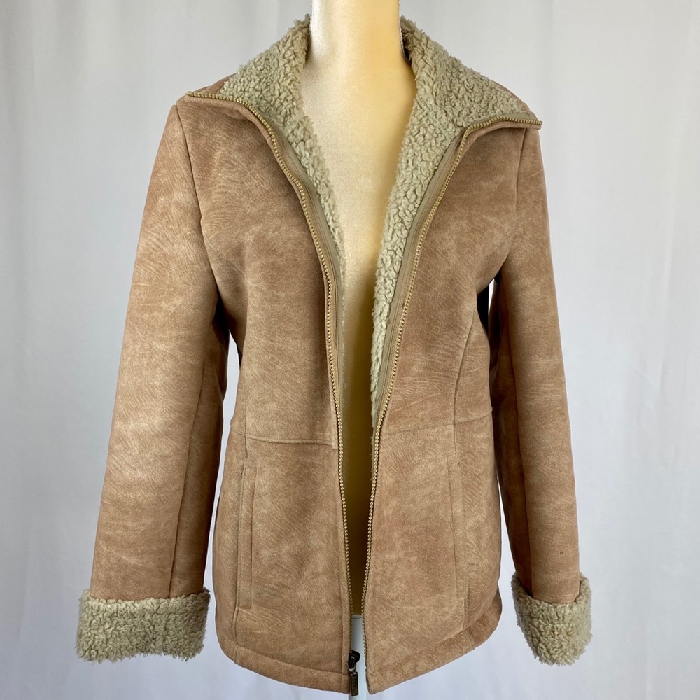 Braeton Faux Shearling Sherpa Faux Suede Jacket 🟡